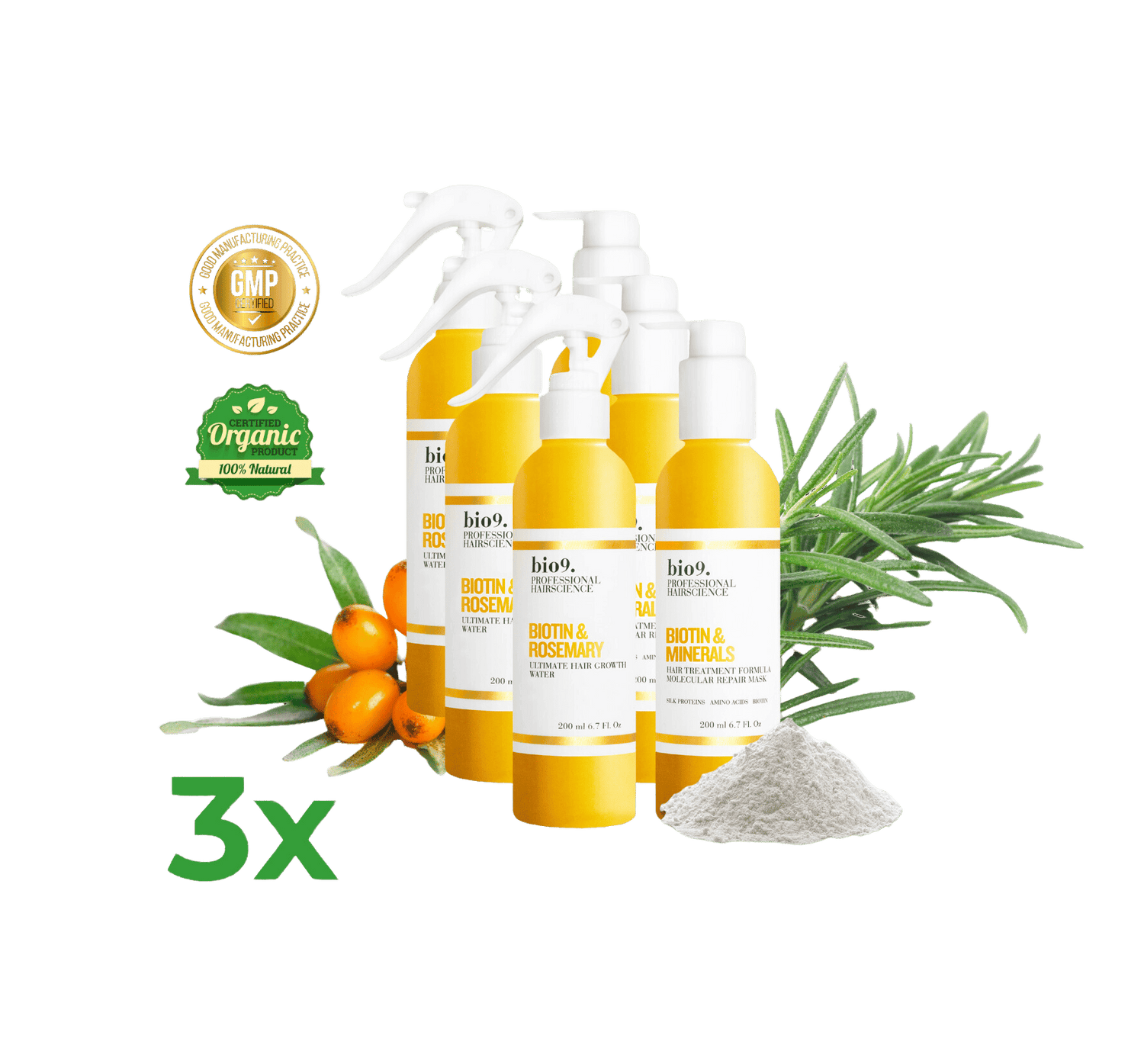 3 x Bio9 Ultimate  2-Step Hair Transformation System